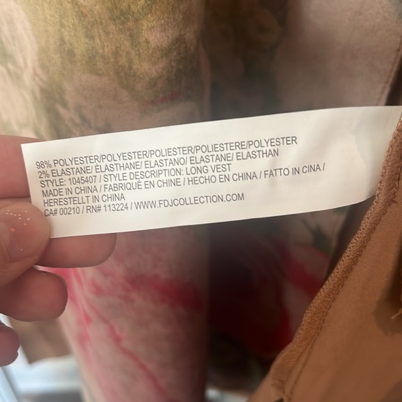 Suede like long vest floral - Picture 4 of 5